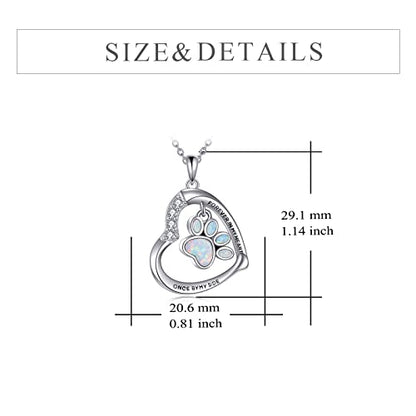 YFN Paw Print Necklace Sterling Silver Dog Cat Charms Pendant Cremation Jewelry Cat Dog Memorial Gifts for Women Girls - color: White Opal Paw Urn