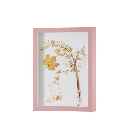 11x14 Shadow Box Frame Display Case with Real Glass, 3D Picture Frame for Memorabilia, Crafts, Photos, Wedding (Pink) - color: Pink, size: 11x14 without Linen Board