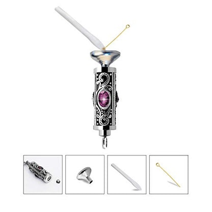 XIUDA Crystal Cremation Urn Necklace for Ashes Keepsake Stainless Steel Memorial Pendant with Flower - color: Purple