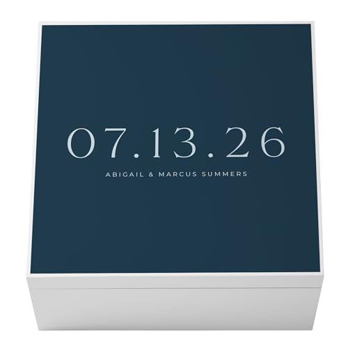 Let's Make Memories Personalized Keepsake Box - For Weddings - For Vacations - For Special Events - For Birthdays - Memento Storage - Sturdy Wood Composite - 12" Sq x 6" H - Midnight - color: Our Day - Midnight