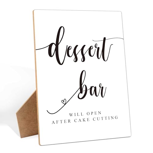 Dessert Bar Sign, 8×11 Inches Wooden Sign With Stand, Minimalist Modern Dessert Table Sign for Wedding Favor,Bridal Shower, Wedding Reception, Event Party Favor Supplies-10 - style: Dessert Bar