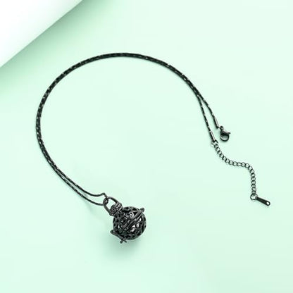 Yinplsmemory Cremation Jewelry Urn Necklace for Ashes with Mini Keepsake Jar - color: Black&silver