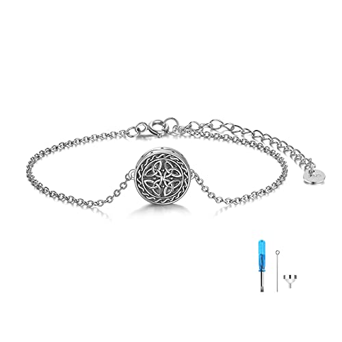 Celtic Knot Urn Bracelet for Ashes 925 Sterling Silver Cremation Jewelry for Ashes Keepsake Irish Gifts for Women