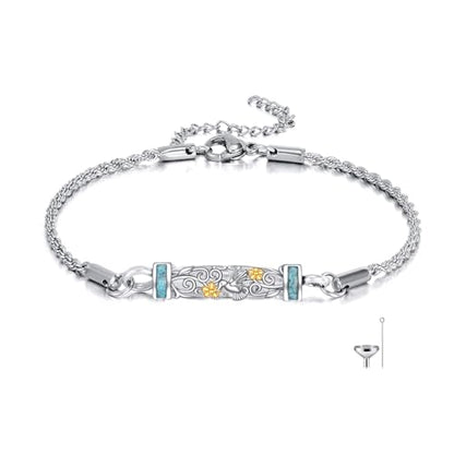 Urn Bracelet For Ashes 925 Sterling Silver Abalone Shell Cremation Keepsake Pendant Locket Bracelet For Women Men - style: Hummingbird