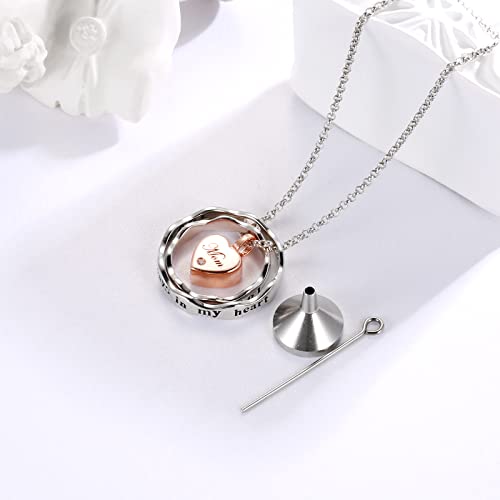 Sterling Silver Cremation Jewelry for Ashes Pendant Eternity Urn Necklace Keepsake Memorial Gifts You Are Always In My Heart I Love You Forever - color: Rose, style: Mom