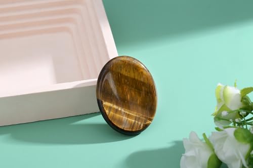 Thumb Worry Stone Tiger Eye Crystal Stone Healing Crystals Natural Oval Fidget Mental Health Gifts Stress Relief Small Trinkets Depression Gemstones Reiki Anxiety Relief Items for Women Men - color: Yellow-tiger Eye
