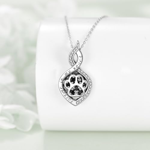 Butterfly/Dragonfly/Pet Paw/Tree of Life/Maple Leaf/Cross Urn Necklace for Ashes 925 Sterling Silver Cremation Pendant Jewelry Gifts for Women Mom - color: Pet （Custom）