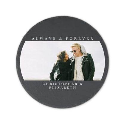 Weddingstar Custom Photo Printed 9 ⅞" Round Black Slate Garden Stone - Timeless Snapshot - color: Timeless Snapshot