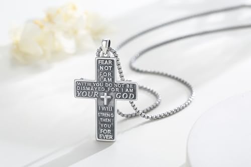 Crucifix Necklace for Men 925 Sterling Silver Jesus Cross Necklace Crucifix Cross Pendant Protection Jewelry for Men Women - style: B05-INRI