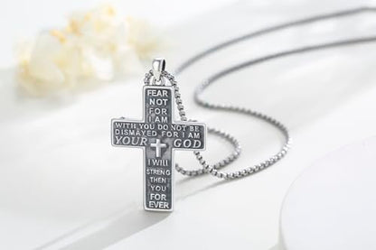 Crucifix Necklace for Men 925 Sterling Silver Jesus Cross Necklace Crucifix Cross Pendant Protection Jewelry for Men Women - style: B05-INRI