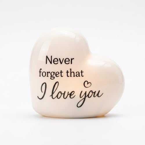 ADAVAS.Y&G Never Forget that I Love You Ceramic LED Love Night Light – Romantic Porcelain Night Light Gift for Her, Warm White Glow Gift for Daughter Bed Room Decor for Mom - color: Love