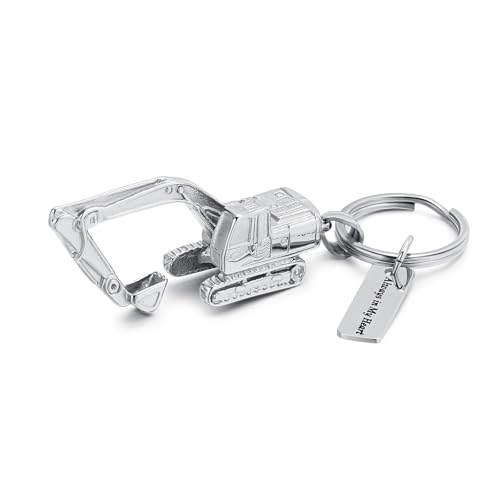 Imrsanl Truck/Excavator Urn Keychain for Ashes for Men Cremation Jewelry Urn Key Chain for Ashes Pendant Key Ring for Human - color: Silver Excavator