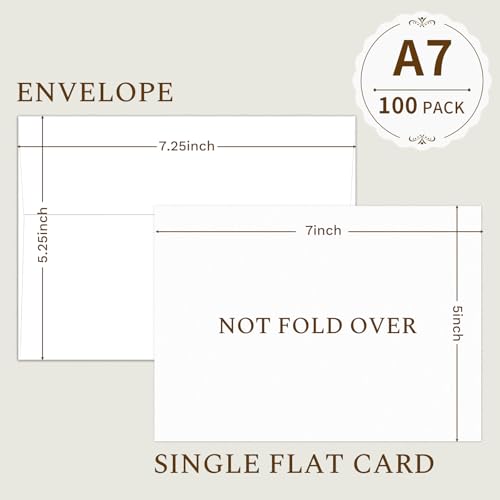 Blank Note Cards (Not Folded) and Envelopes 5 x 7, Goefun White 100 Pack - color: White, size: 5x7
