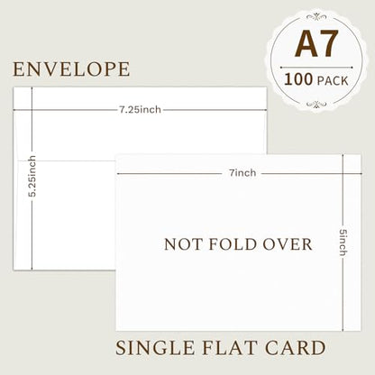 Blank Note Cards (Not Folded) and Envelopes 5 x 7, Goefun White 100 Pack - color: White, size: 5x7