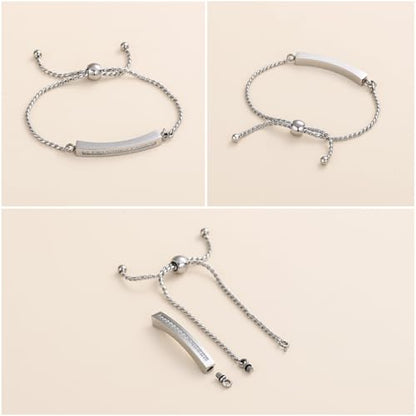 Minicremation Shiny Crystal Cremation Bracelet for Ashes for Women Cube Urn Bangle Locket Ash Holder Memorial Jewelry Bracelet Keepsake Gift - color: Silver