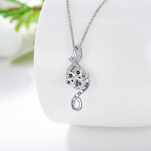 PELOVNY Urn Necklace for Ashes 925 Sterling Silver Butterfly Dragonfly Bee Phoenix Hummingbird Urn Necklaces Animal Crystal Cremation Jewelry for Ashes Cat Dog Pet Memorial Gifts - color: 28-Paw Print Urn