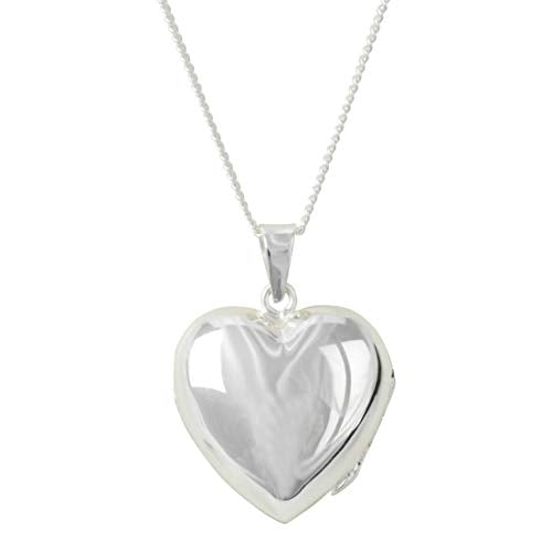 Sign From Heaven Women's Silver-Plated Heart Locket 18 Inch Necklace with Engraved Cardinal
