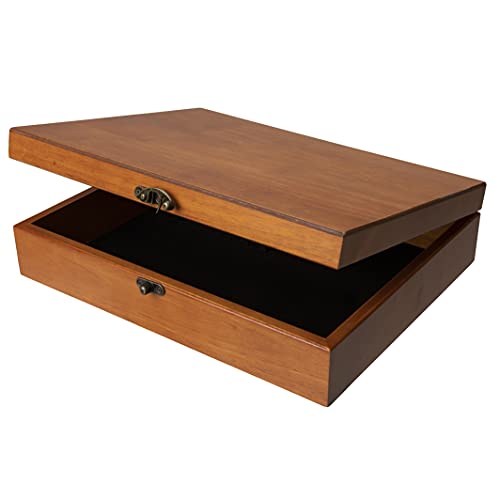 WE Games Old World Wooden Box with Brass Latch – Vintage-Style Wooden Keepsake Box for Jewelry & Trinket Storage, Light Cherrywood Finish - color: Redwood