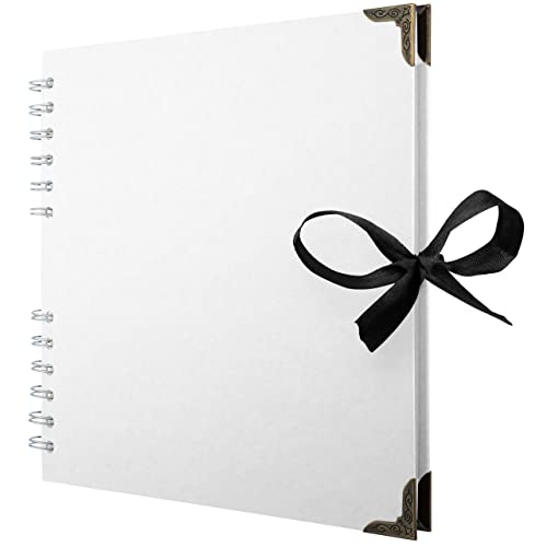 Scrapbook Album, 60 Pages, 8 x 8 Inch, White Photo Album, Scrap Book | Hardcover with Thick 200 GSM Kraft Paper, Ideal for Your Scrapbooking Albums, Art & Craft Projects (White, 8 x 8 Inch) - color: White, size: 8 X 8 Inch