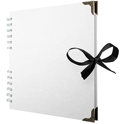 Scrapbook Album, 60 Pages, 8 x 8 Inch, White Photo Album, Scrap Book | Hardcover with Thick 200 GSM Kraft Paper, Ideal for Your Scrapbooking Albums, Art & Craft Projects (White, 8 x 8 Inch) - color: White, size: 8 X 8 Inch