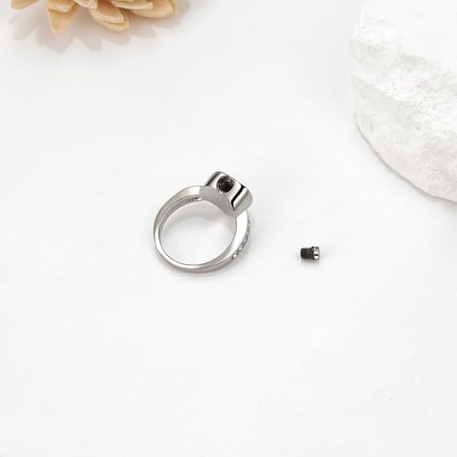 OIDEA Urn Ring for Ashes: Stainless Steel Cubic Zirconia Heart-Shaped Cremation Ring Keepsakes Memorial Jewelry Gift for Women and Men