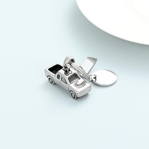 shajwo Pick Up Truck Urn Necklaces for Ashes for Men - color: Keychain-Silver