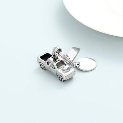 shajwo Pick Up Truck Urn Necklaces for Ashes for Men - color: Keychain-Silver