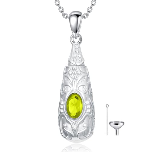 Seiyang Urn Necklace for Ashes 925 Sterling Silver Cremation Necklace with Birthstone Memorial Cremation Jewelry for Women Loved One - color: 08-August, style: Style B