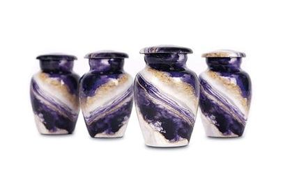 Dream River Small Keepsake Urns for Human Ashes (Set of 4) – Mini Sharing Urns for Family – Small Cremation Urns with Threaded Lids and Velvet Storage Bags - size: Small