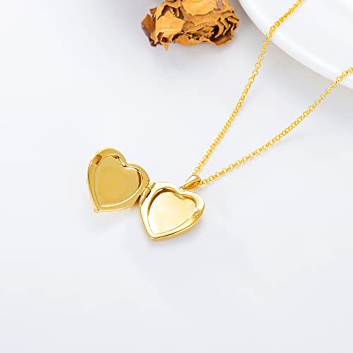 SOULMEET Sunflower/Rose/Daisy Heart Locket Necklace That Holds Pictures Keep Someone Near to You Sterling Silver/Gold Personalized Photo Locket Gift - style: A2-Gold plated rose locket only