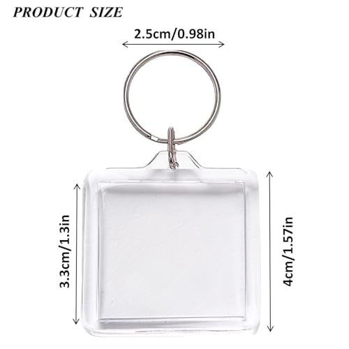 40Pcs Clear Photo Frame Keychain 4x4CM Blank Picture Insert Keyring Acrylic Picture Frame Keychain Double-sided Clear Photo Frame Key Holders for Insert 3.3 * 3.3 Pictures