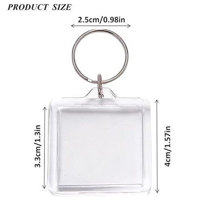 40Pcs Clear Photo Frame Keychain 4x4CM Blank Picture Insert Keyring Acrylic Picture Frame Keychain Double-sided Clear Photo Frame Key Holders for Insert 3.3 * 3.3 Pictures