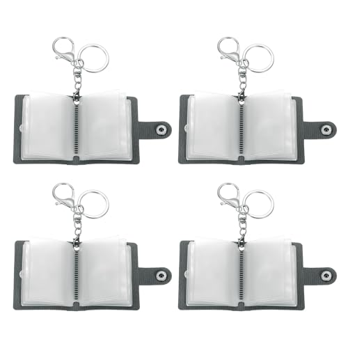 uxcell Mini Photo Keychain DIY Small Memory Key Ring Picture Book for Family - color: Black