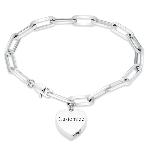 Heart Urn Bracelet for Ashes for Women Men Cremation Jewelry - color: Color-Customize