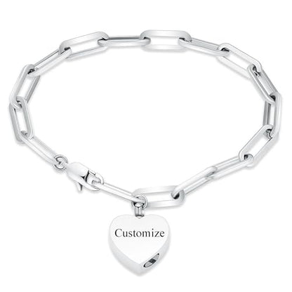 Heart Urn Bracelet for Ashes for Women Men Cremation Jewelry - color: Color-Customize
