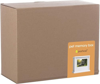 Pearhead Pet Wooden Photo Memory Keepsake Box & Urn, Memorial For Dog & Cat Ashes and Mementos, 4 × 6 Picture Insert, Medium, White