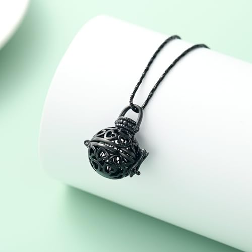 Yinplsmemory Cremation Jewelry Urn Necklace for Ashes with Mini Keepsake Jar - color: Black&silver