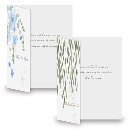 Current Deluxe Silver Foil Faith Sketch Sympathy Cards - Set of 8 (4 Designs), Large 5" x 7", Sympathy Cards with Sentiments Inside, White Envelopes - color: Faith Sketch