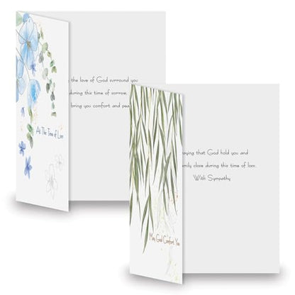 Current Deluxe Silver Foil Faith Sketch Sympathy Cards - Set of 8 (4 Designs), Large 5" x 7", Sympathy Cards with Sentiments Inside, White Envelopes - color: Faith Sketch