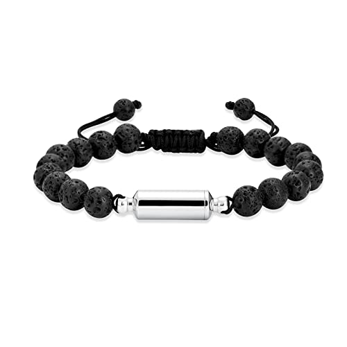Oinsi Lava Rock Bracelet With Tube Memorial Urn Jewelry For Ashes Of Loved Ones Keepsake Cremation Bracelet Women Men Adjustable Length - color: Silver