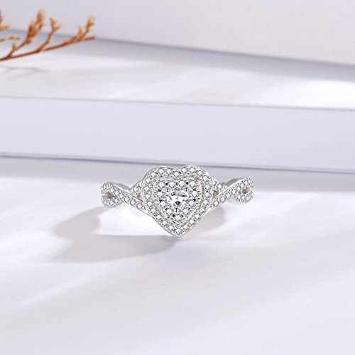 Sariel Teardrop Cremation Ring for Ashes - 925 Sterling Silver Urn Keepake Rings Memorial Jewelry for Women - color: Heart (White)