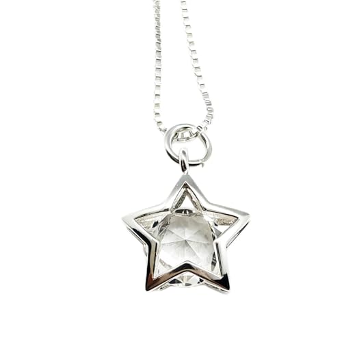 925 Sterling Silver Necklace for Women – Layered Stackable Choker Necklaces with Heart Photo Locket & Star - Pendant 18" Chain Gift for Wife, Mom, Girlfriend, Birthday, Anniversary, Valentine’s Day - color: Bright Stone Star