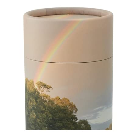 Rainbow Pond Scattering Tube - Extra Small, Biodegradable Cremation Urn for Ashes, Extra Small Sized Cremation Urn, 5.25 Inches High - color: Rainbow Pond