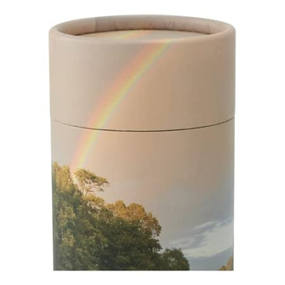 Rainbow Pond Scattering Tube - Extra Small, Biodegradable Cremation Urn for Ashes, Extra Small Sized Cremation Urn, 5.25 Inches High - color: Rainbow Pond