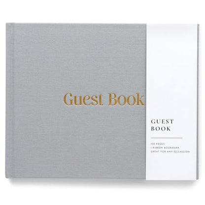 Lamare Wedding Guest Book – Photo Guest Book for Wedding Reception Party | Elegant Linen Guest Book for Wedding and Sign in Book for Party, Baby Shower, Bridal Shower, Birthday & Anniversary - color: Gray