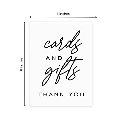 Cards And Gifts Event Sign / 6" x 8" Plastic Pedestal Wedding Sign/Classic Black And White Thank You Cards And Presents Graduation Anniversary Party Table Top Signage/Made In The USA - color: Classic, style: Gifts & Cards