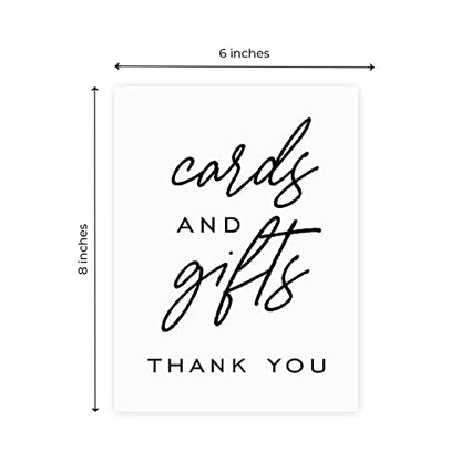 Cards And Gifts Event Sign / 6" x 8" Plastic Pedestal Wedding Sign/Classic Black And White Thank You Cards And Presents Graduation Anniversary Party Table Top Signage/Made In The USA - color: Classic, style: Gifts & Cards