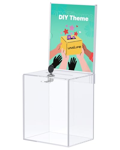 Uniclife 6.7"x5"x8" Transparent Acrylic Ballot Suggestion Box with Lock - color: Tall