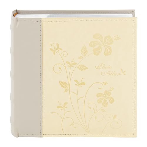 Photo Album Hold 200 4x6 Photos with Memo Writing Space (Beige&Light Grey) - color: Beige & Light Grey