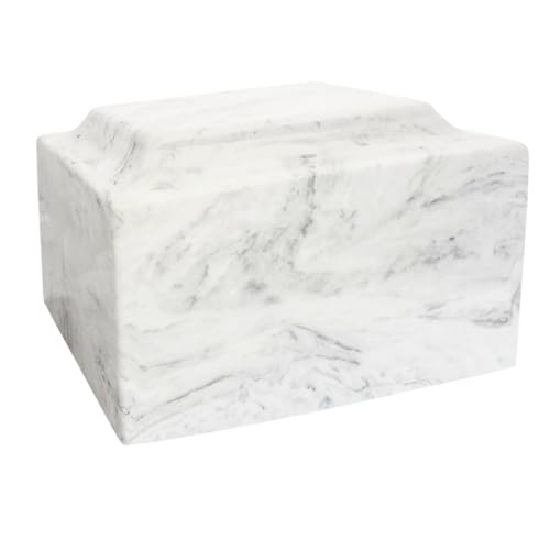 Carrera Classic Cultured Marble by Mackenzie Vault for Silverlight Urns, Light Gray Cremation Urn for Ashes, Adult Sized, Ground Burial, Home Memorial, and Funeral Service - color: Carrera Gray